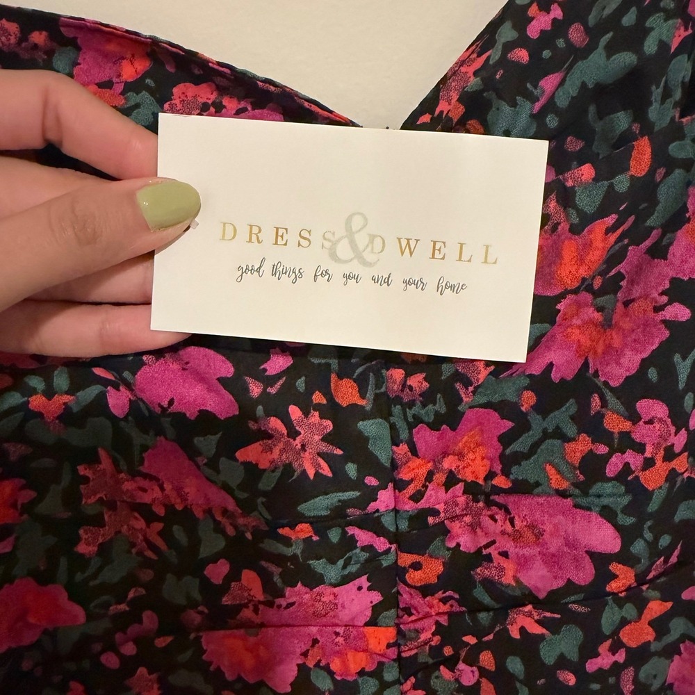 FORE Dress & Dwell In A Hurry Floral Maxi Dress Pink Orange Cutout Medium NEW - Picture 5 of 7
